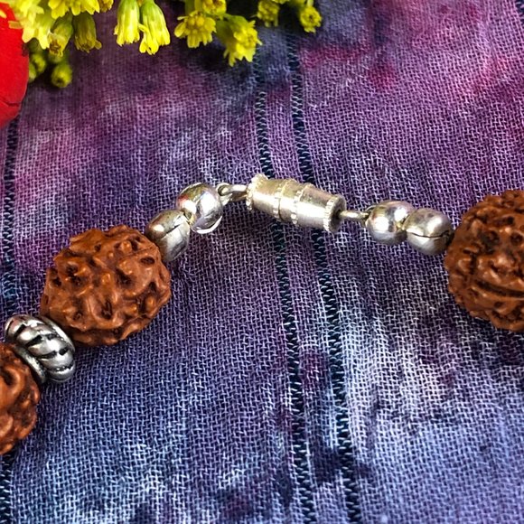 Rudraksha Beads with sterling silver trident and carnelian beads  100.00 - Picture 9 of 16